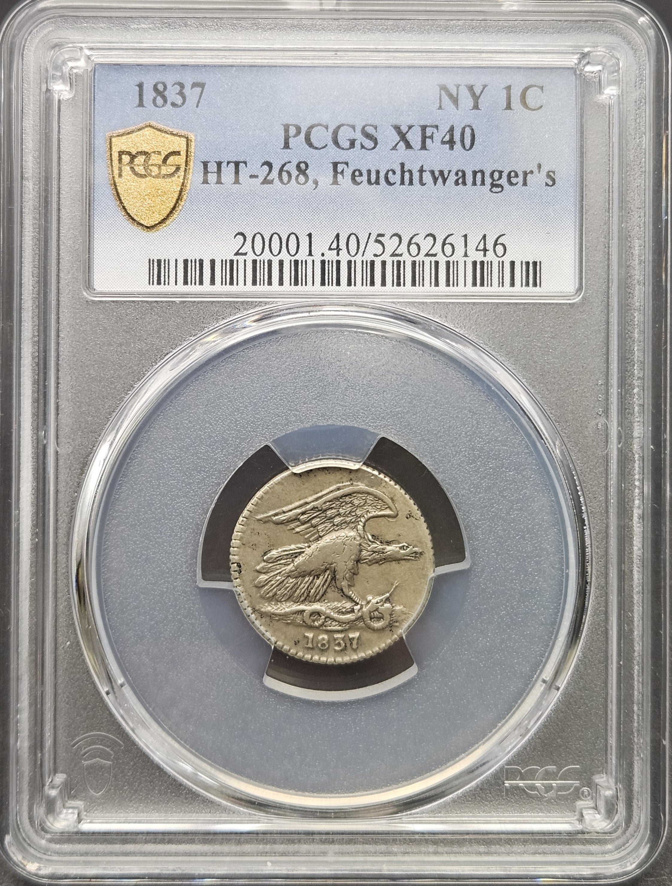 1837 NY 1C HT-268 Feuchtwanger&