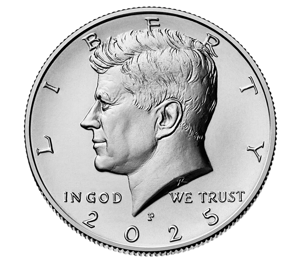 2025 Kennedy Half Dollar featuring John F. Kennedy profile portrait with In God We Trust