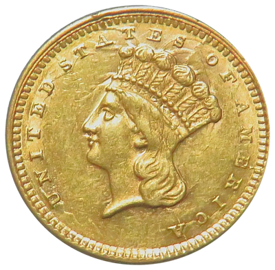 1851 Liberty Head gold dollar coin obverse featuring Lady Liberty with coronet inscribed Liberty