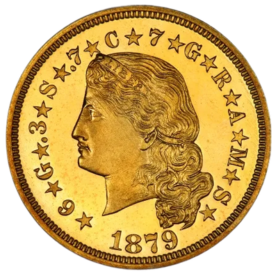 1879 Liberty gold coin featuring a woman’s profile and detailed engraving