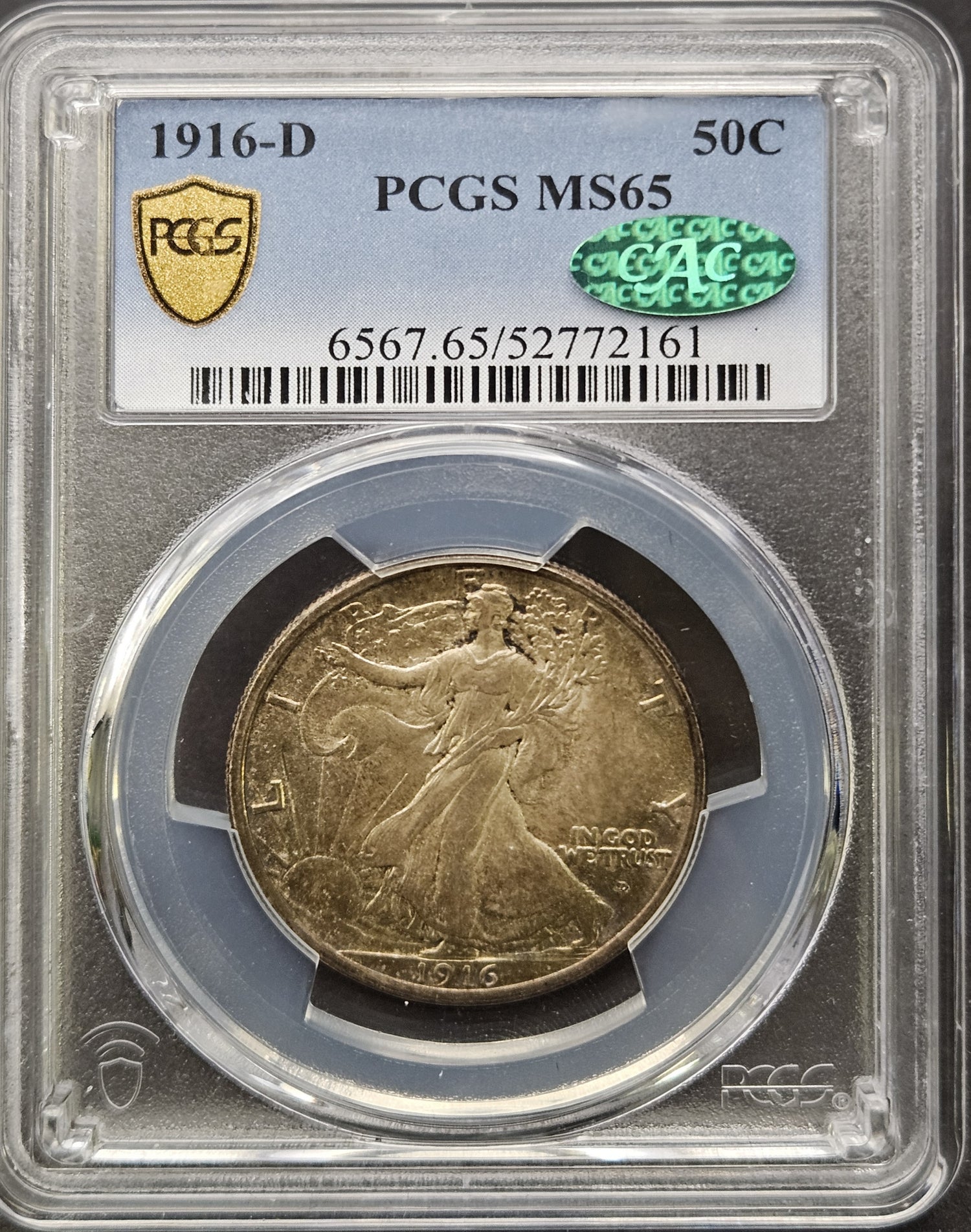 1916-D Walking Liberty Half Dollar PCGS MS65 CAC