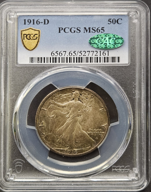 1916-D Walking Liberty Half Dollar PCGS MS65 CAC