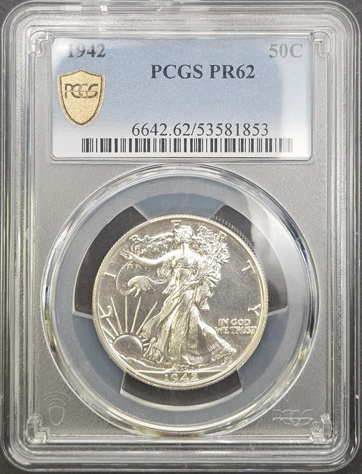 1942 Walking Liberty Half Dollar Proof PCGS PR62