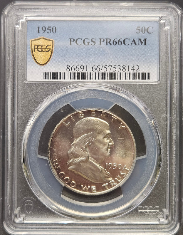 1950 Franklin Half Dollar Proof Cameo PCGS PR66CAM