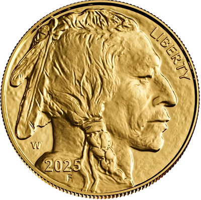 2025 American Gold Buffalo coin obverse featuring a Native American profile.