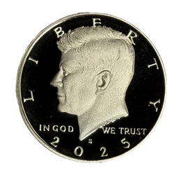 2025 Kennedy Half Dollar coin featuring John F. Kennedy profile portrait