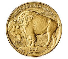 American Buffalo 1 oz gold coin with buffalo design and $50 denomination