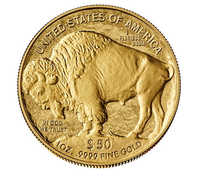 American Buffalo 1 oz gold coin with buffalo design and $50 denomination