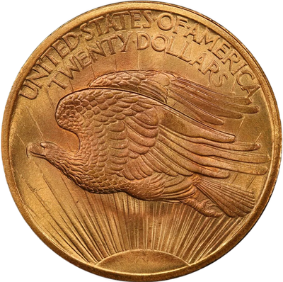 American gold coin featuring eagle design in flight