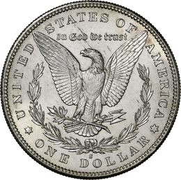 Morgan silver dollar reverse with eagle and wreath design
